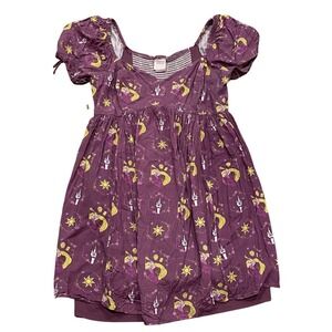 Disney X BoxLunch Women's XL Tangled Purple Puff Sleeve Smocked Sweetheart Dress